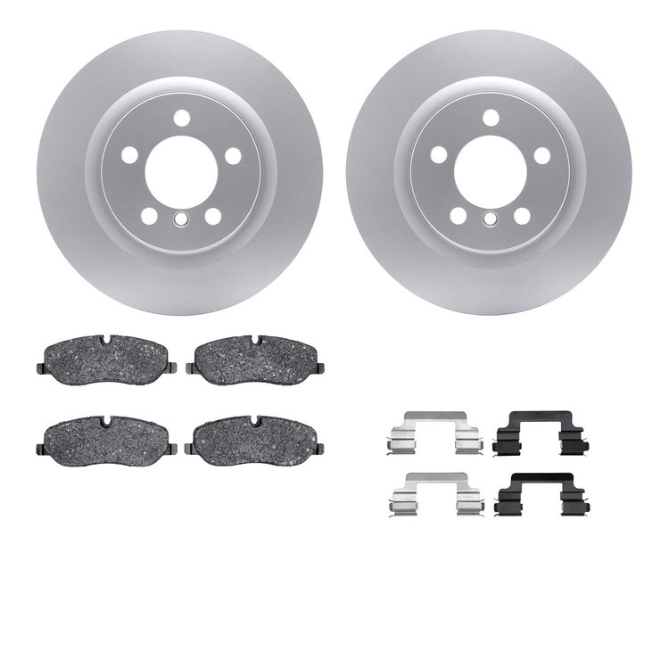 4512-11050 Geospec Brake Rotors w/5000 Advanced Brake Pads Kit & Hardware, 2006-2009 Land Rover, Position: Front