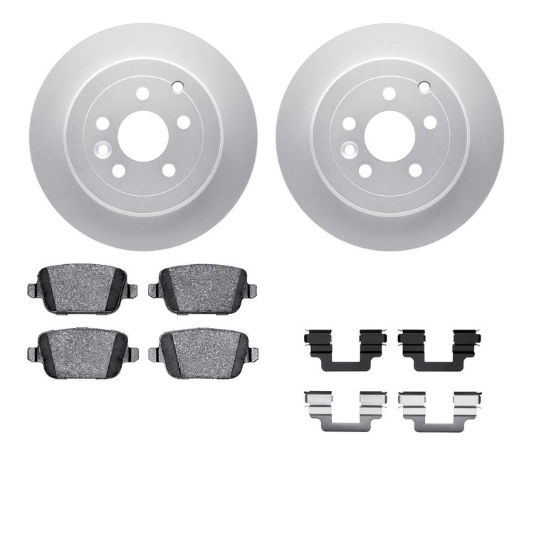 4512-11052 Geospec Brake Rotors w/5000 Advanced Brake Pads Kit & Hardware, 2008-2012 Land Rover, Position: Rear