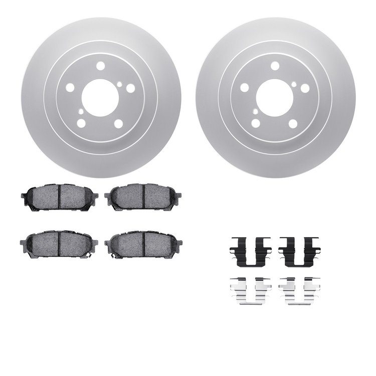 4512-13046 Geospec Brake Rotors w/5000 Advanced Brake Pads Kit & Hardware, 2003-2008 GM, Position: Rear