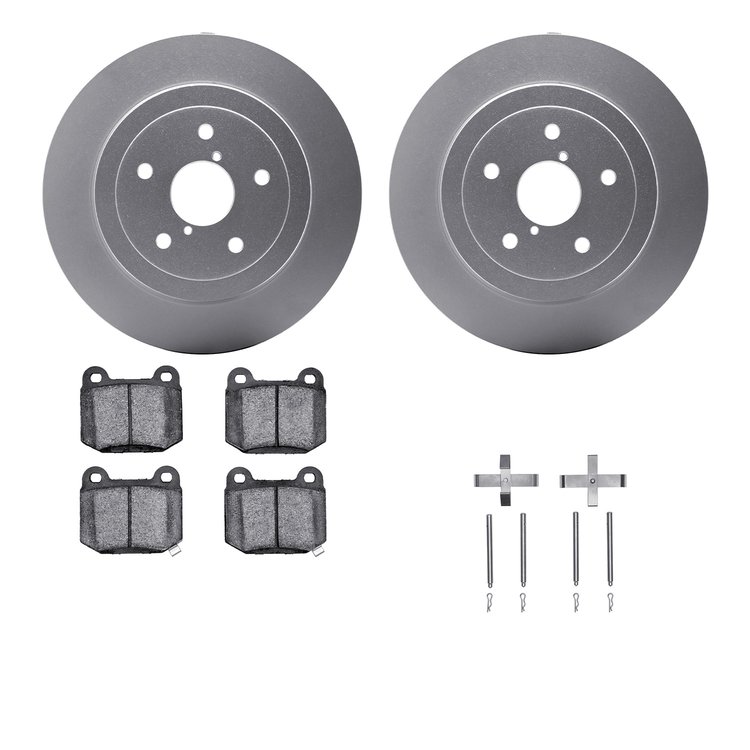 4512-13058 Geospec Brake Rotors w/5000 Advanced Brake Pads Kit & Hardware, 2005-2007 Subaru, Position: Rear