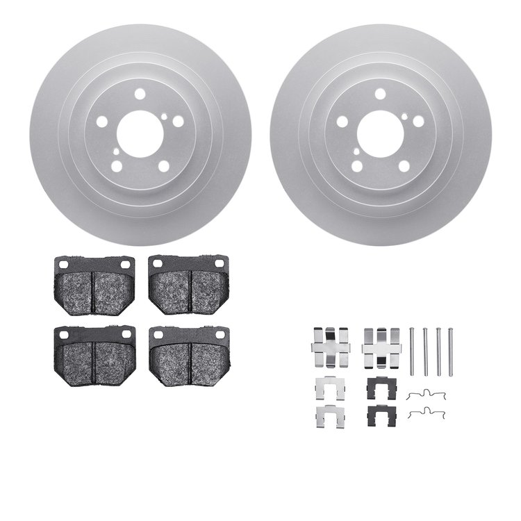 4512-13061 Geospec Brake Rotors w/5000 Advanced Brake Pads Kit & Hardware, 2006-2007 Subaru, Position: Rear
