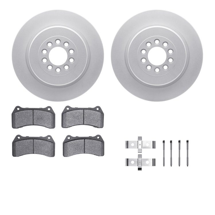 4512-20038 Geospec Brake Rotors w/5000 Advanced Brake Pads Kit & Hardware, 2003-2005 Jaguar, Position: Front