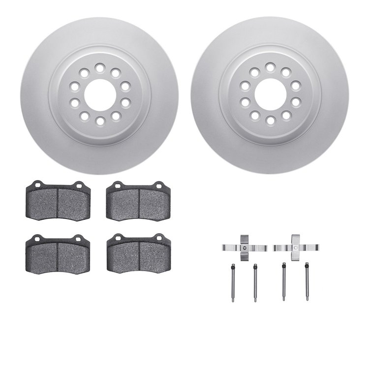 4512-20039 Geospec Brake Rotors w/5000 Advanced Brake Pads Kit & Hardware, 2003-2005 Jaguar, Position: Rear