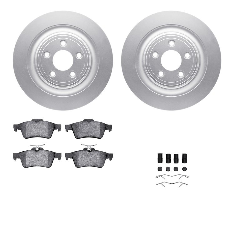 4512-20042 Geospec Brake Rotors w/5000 Advanced Brake Pads Kit & Hardware, 2006-2015 Jaguar, Position: Rear