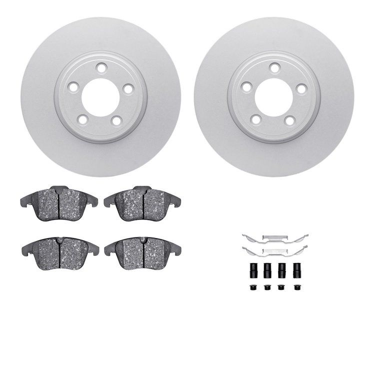 4512-20051 Geospec Brake Rotors w/5000 Advanced Brake Pads Kit & Hardware, 2006-2008 Jaguar, Position: Front