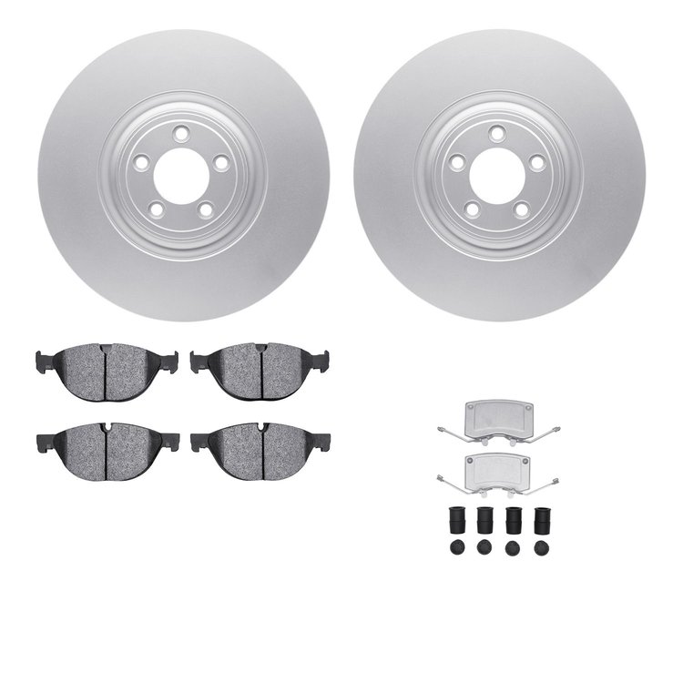 4512-20052 Geospec Brake Rotors w/5000 Advanced Brake Pads Kit & Hardware, Fits Select Jaguar, Position: Front