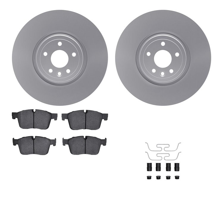 4512-20059 Geospec Brake Rotors w/5000 Advanced Brake Pads Kit & Hardware, Fits Select Jaguar, Position: Front