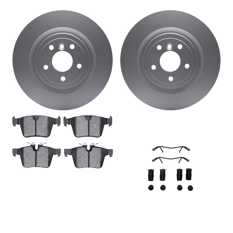 4512-20065 Geospec Brake Rotors w/5000 Advanced Brake Pads Kit & Hardware, Fits Select Jaguar, Position: Rear