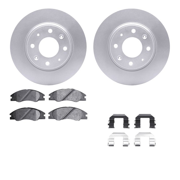 4512-21041 Geospec Brake Rotors w/5000 Advanced Brake Pads Kit & Hardware, 2004-2009 Kia/Hyundai/Genesis, Position: Front