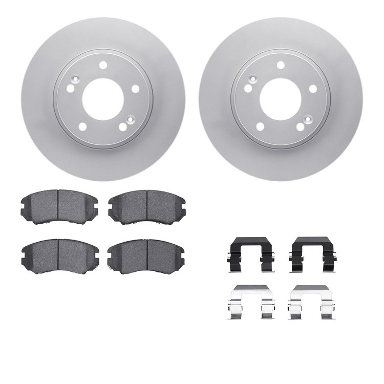 4512-21045 Geospec Brake Rotors w/5000 Advanced Brake Pads Kit & Hardware, 2010-2011 Kia/Hyundai/Genesis, Position: Front