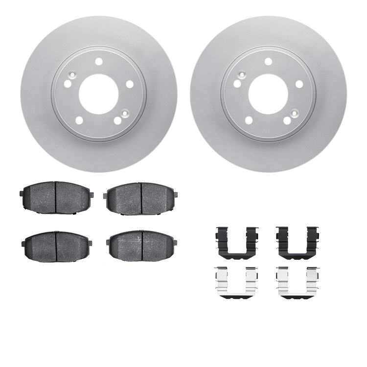 4512-21046 Geospec Brake Rotors w/5000 Advanced Brake Pads Kit & Hardware, 2010-2013 Kia/Hyundai/Genesis, Position: Front