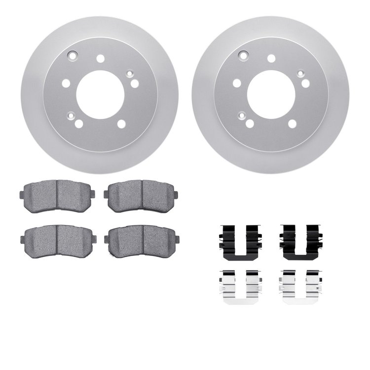 4512-21049 Geospec Brake Rotors w/5000 Advanced Brake Pads Kit & Hardware, 2010-2013 Kia/Hyundai/Genesis, Position: Rear