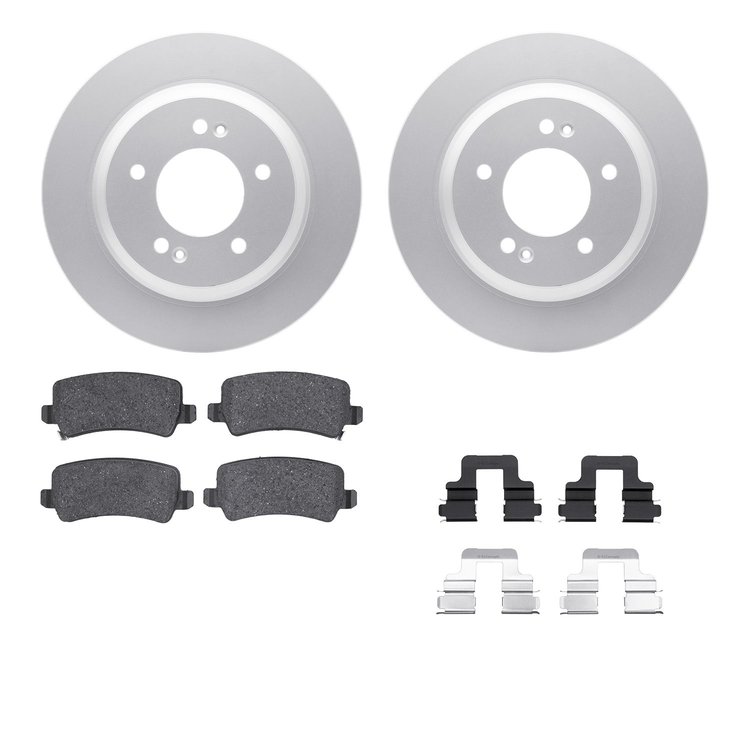 4512-21054 Geospec Brake Rotors w/5000 Advanced Brake Pads Kit & Hardware, 2016-2017 Kia/Hyundai/Genesis, Position: Rear