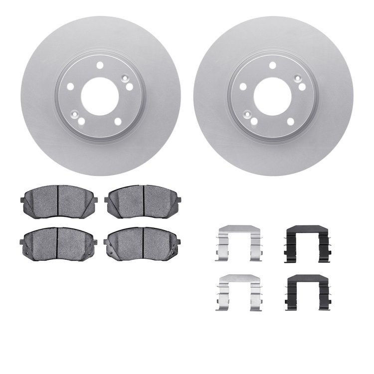 4512-21057 Geospec Brake Rotors w/5000 Advanced Brake Pads Kit & Hardware, 2015-2017 Kia/Hyundai/Genesis, Position: Front