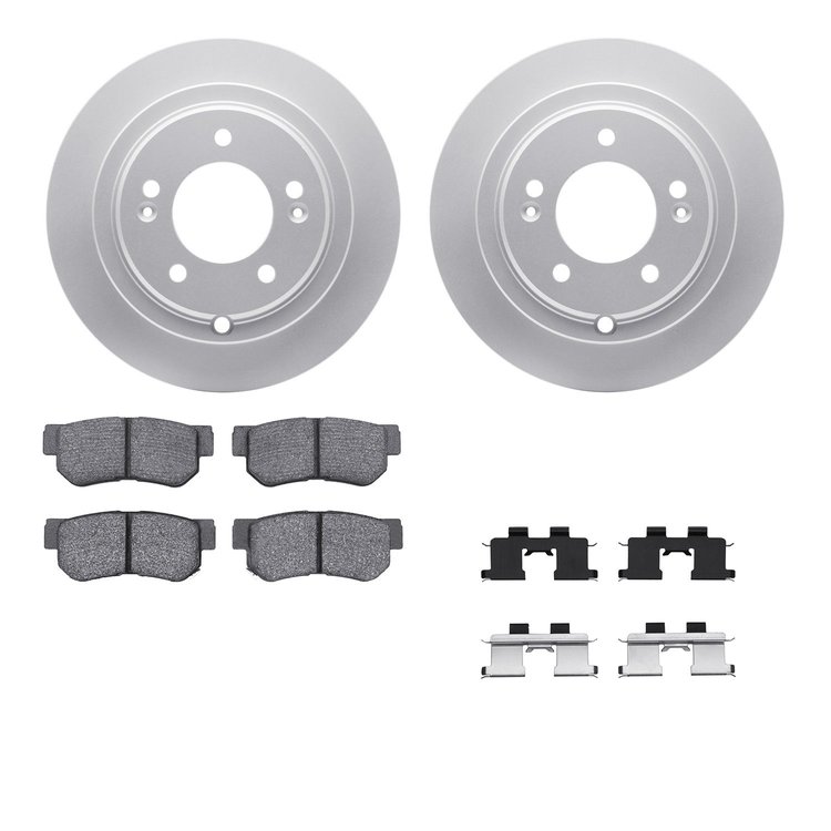 4512-21059 Geospec Brake Rotors w/5000 Advanced Brake Pads Kit & Hardware, 2004-2006 Kia/Hyundai/Genesis, Position: Rear