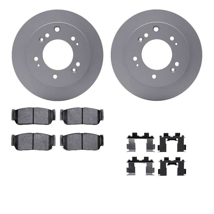4512-21061 Geospec Brake Rotors w/5000 Advanced Brake Pads Kit & Hardware, 2003-2006 Kia/Hyundai/Genesis, Position: Rear