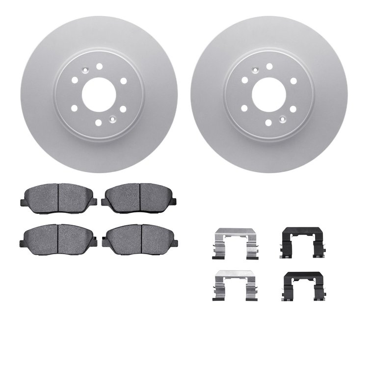 4512-21069 Geospec Brake Rotors w/5000 Advanced Brake Pads Kit & Hardware, 2009-2010 Kia/Hyundai/Genesis, Position: Front