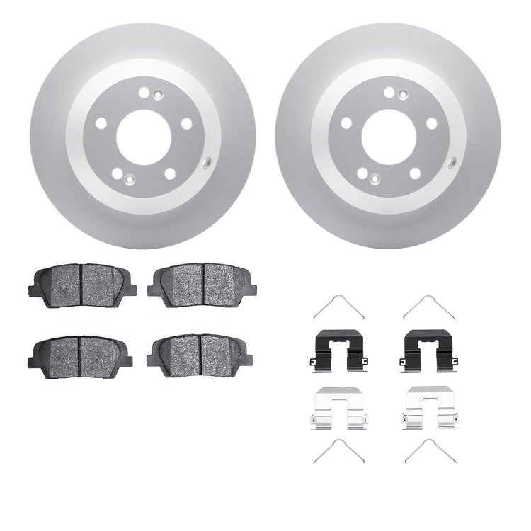 4512-21070 Geospec Brake Rotors w/5000 Advanced Brake Pads Kit & Hardware, 2015-2020 Kia/Hyundai/Genesis, Position: Rear