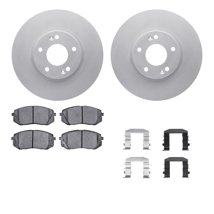 4512-21073 Geospec Brake Rotors w/5000 Advanced Brake Pads Kit & Hardware, 2012-2016 Kia/Hyundai/Genesis, Position: Front