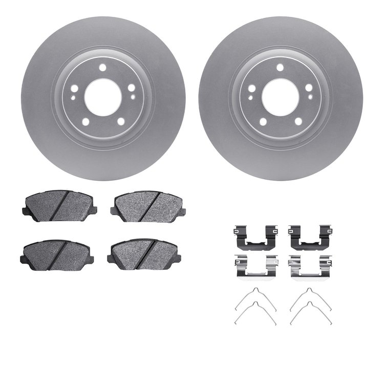 4512-21076 Geospec Brake Rotors w/5000 Advanced Brake Pads Kit & Hardware, 2017-2020 Kia/Hyundai/Genesis, Position: Front