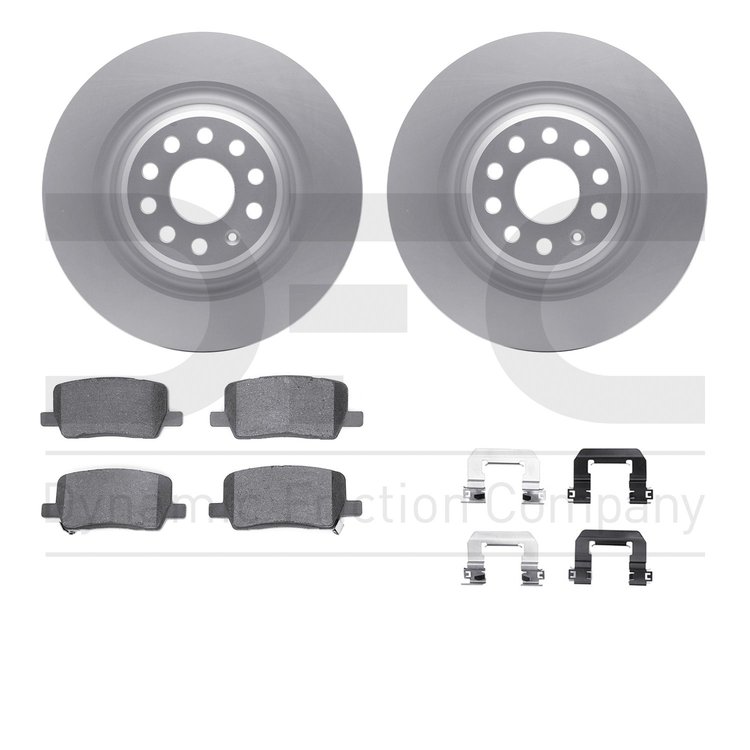 4512-26010 Geospec Brake Rotors w/5000 Advanced Brake Pads Kit & Hardware, 2017-2021 Tesla, Position: Rear