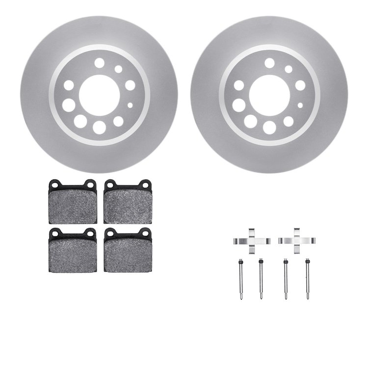 4512-27059 Geospec Brake Rotors w/5000 Advanced Brake Pads Kit & Hardware, 1975-1997 Volvo, Position: Rear