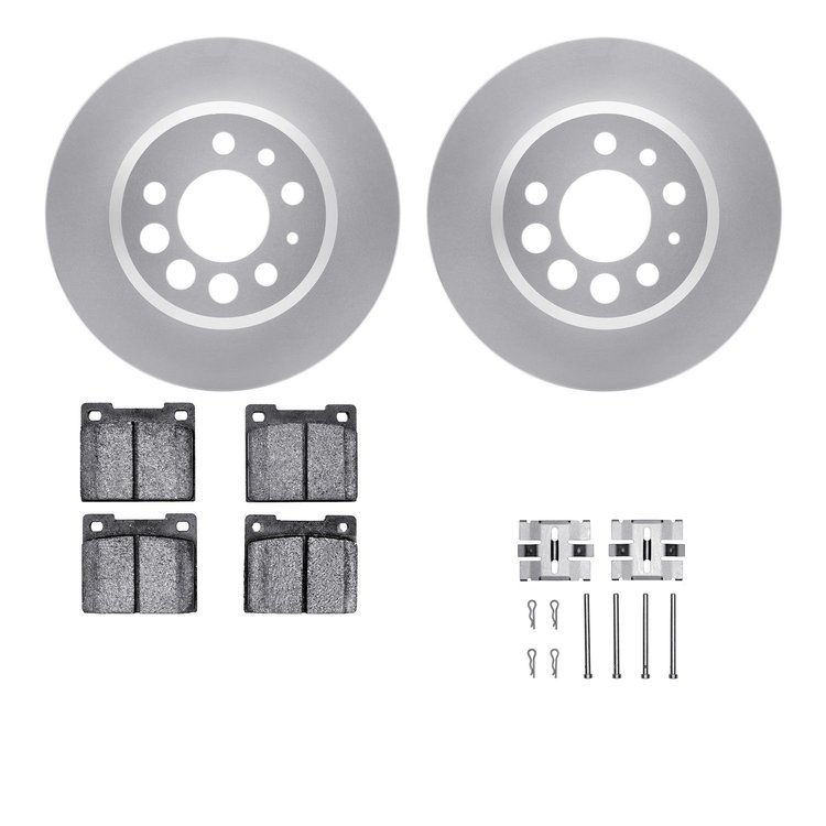 4512-27061 Geospec Brake Rotors w/5000 Advanced Brake Pads Kit & Hardware, 1975-1987 Volvo, Position: Rear
