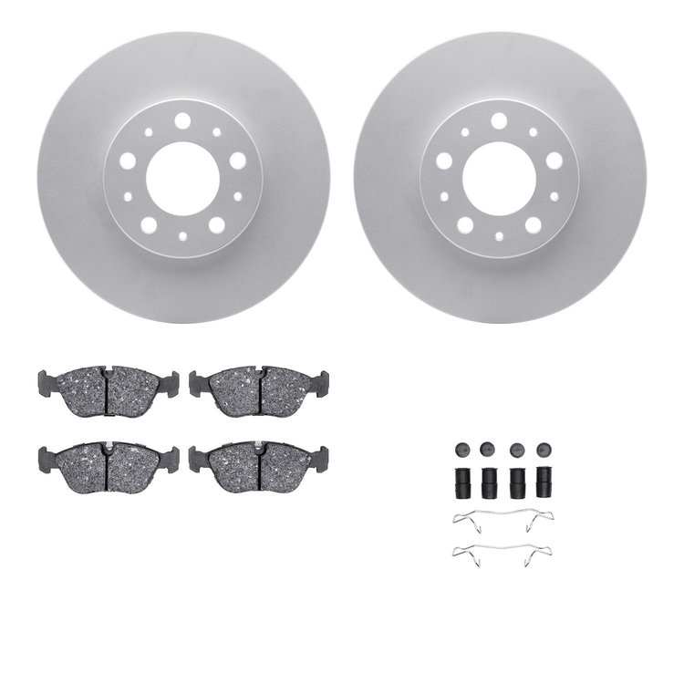 4512-27066 Geospec Brake Rotors w/5000 Advanced Brake Pads Kit & Hardware, 1998-2004 Volvo, Position: Front