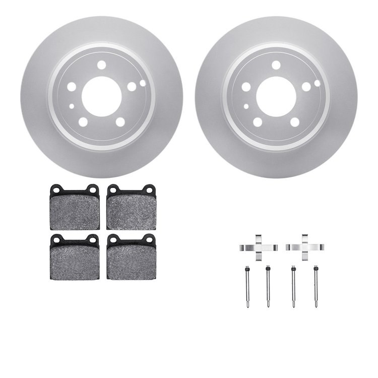 4512-27067 Geospec Brake Rotors w/5000 Advanced Brake Pads Kit & Hardware, 1996-2004 Volvo, Position: Rear