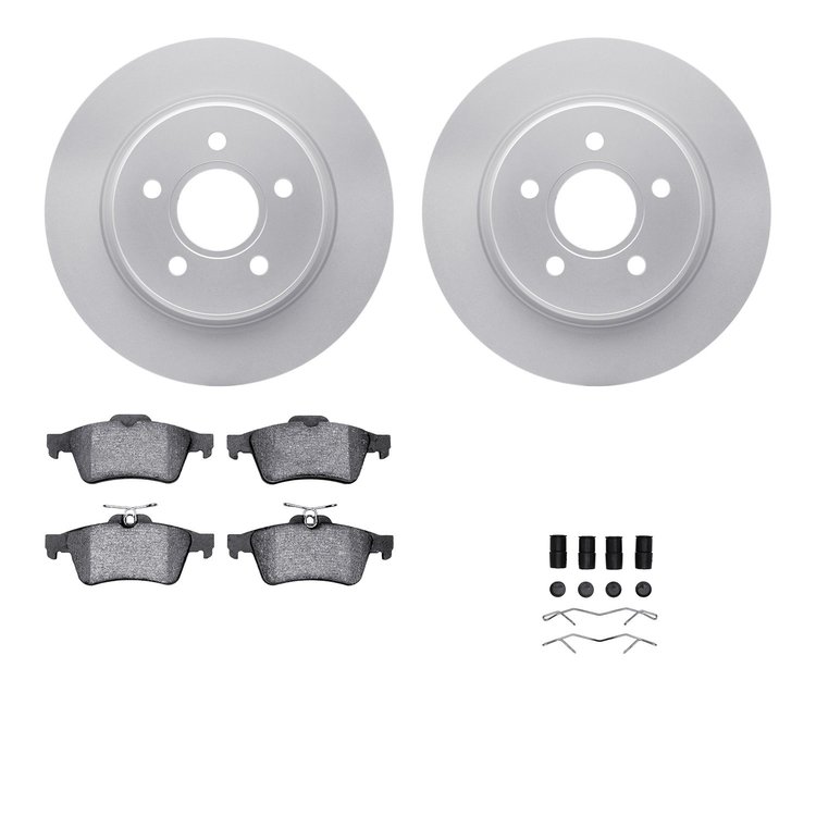 4512-27079 Geospec Brake Rotors w/5000 Advanced Brake Pads Kit & Hardware, 2004-2013 Volvo, Position: Rear
