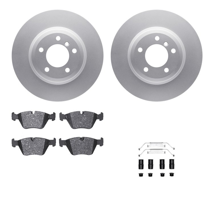 4512-31173 Geospec Brake Rotors w/5000 Advanced Brake Pads Kit & Hardware, 2001-2008 BMW, Position: Front