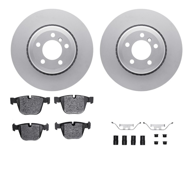 4512-31185 Geospec Brake Rotors w/5000 Advanced Brake Pads Kit & Hardware, 2002-2005 BMW, Position: Rear