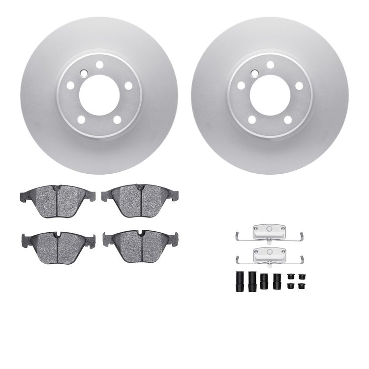 4512-31192 Geospec Brake Rotors w/5000 Advanced Brake Pads Kit & Hardware, 2008-2010 BMW, Position: Front