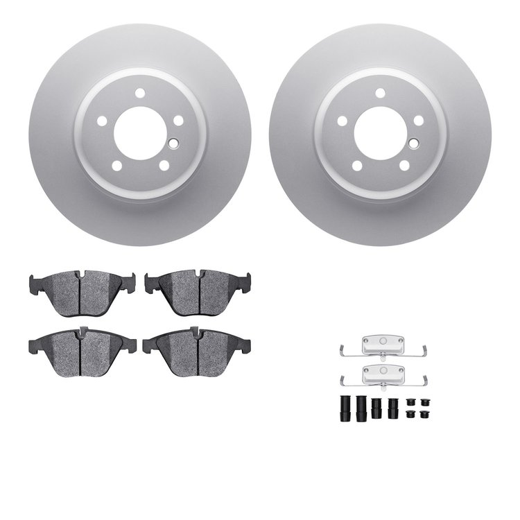 4512-31194 Geospec Brake Rotors w/5000 Advanced Brake Pads Kit & Hardware, 2004-2010 BMW, Position: Front