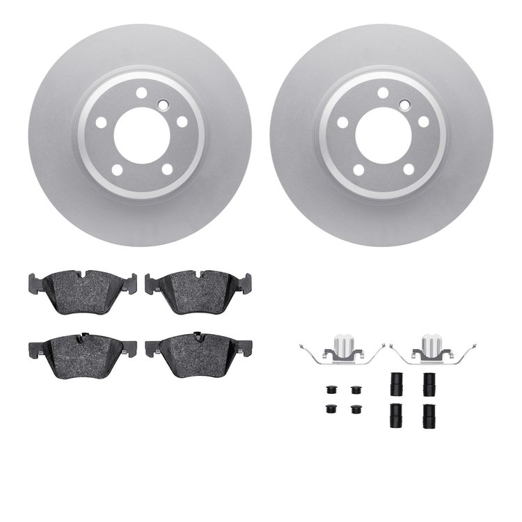 4512-31203 Geospec Brake Rotors w/5000 Advanced Brake Pads Kit & Hardware, 2006-2006 BMW, Position: Front