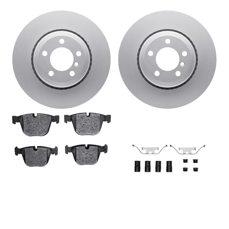 4512-31207 Geospec Brake Rotors w/5000 Advanced Brake Pads Kit & Hardware, 2005-2008 BMW, Position: Rear