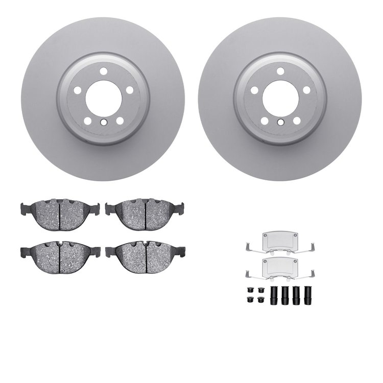 4512-31212 Geospec Brake Rotors w/5000 Advanced Brake Pads Kit & Hardware, 2007-2008 BMW, Position: Front