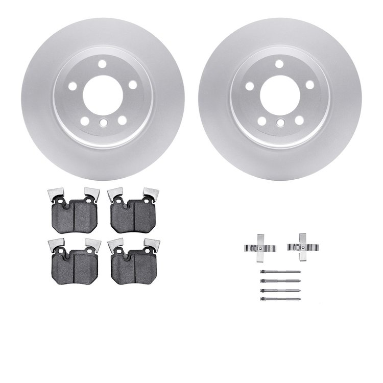 4512-31221 Geospec Brake Rotors w/5000 Advanced Brake Pads Kit & Hardware, 2008-2013 BMW, Position: Rear