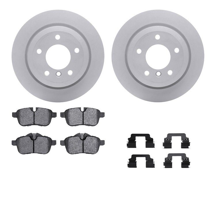 4512-31231 Geospec Brake Rotors w/5000 Advanced Brake Pads Kit & Hardware, 2009-2010 BMW, Position: Rear