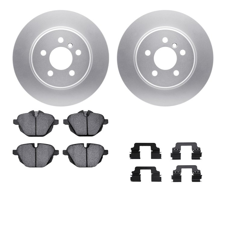 4512-31236 Geospec Brake Rotors w/5000 Advanced Brake Pads Kit & Hardware, 2011-2016 BMW, Position: Rear