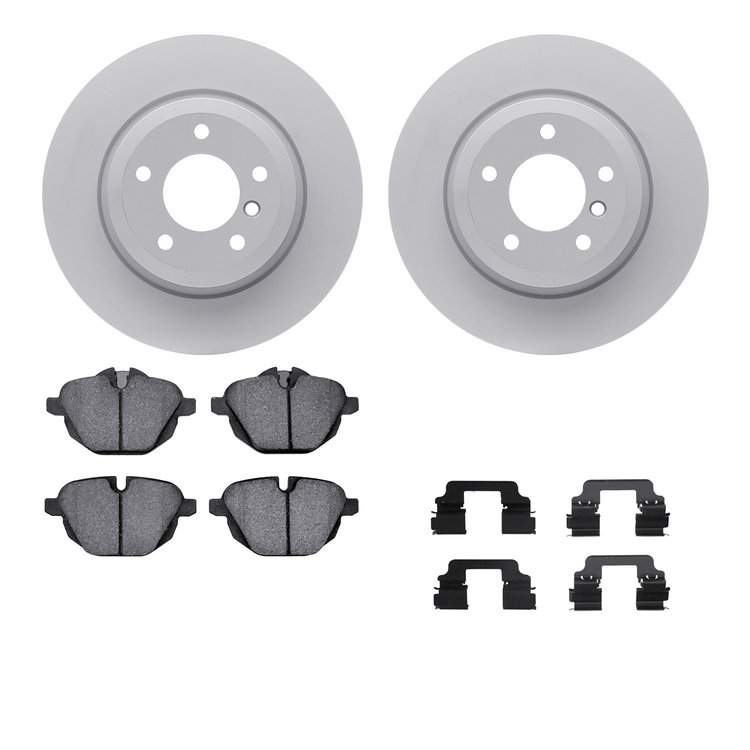4512-31242 Geospec Brake Rotors w/5000 Advanced Brake Pads Kit & Hardware, 2011-2016 BMW, Position: Rear