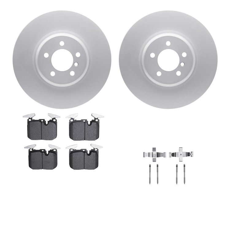 4512-31253 Geospec Brake Rotors w/5000 Advanced Brake Pads Kit & Hardware, 2013-2020 BMW, Position: Front