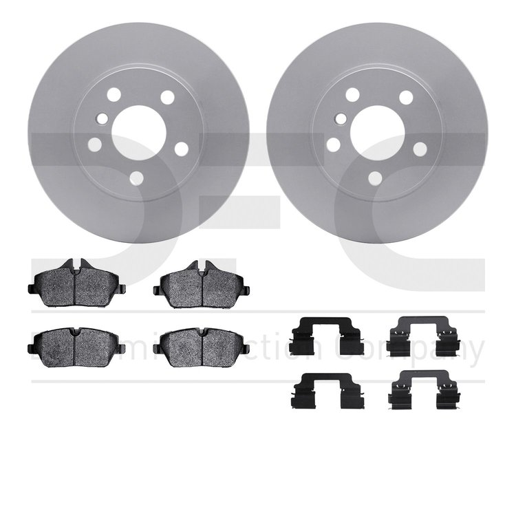 4512-31262 Geospec Brake Rotors w/5000 Advanced Brake Pads Kit & Hardware, 2014-2021 BMW, Position: Front