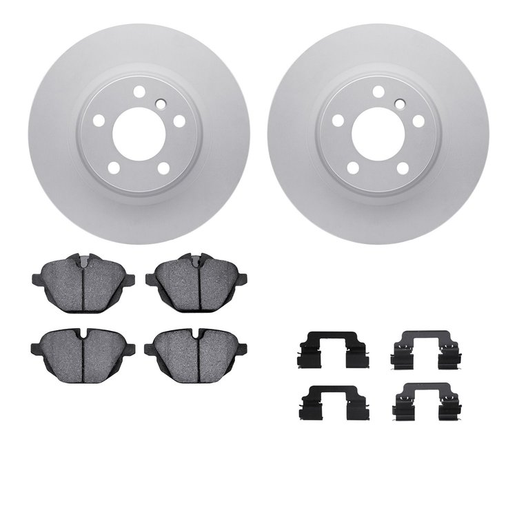 4512-31288 Geospec Brake Rotors w/5000 Advanced Brake Pads Kit & Hardware, 2011-2018 BMW, Position: Rear
