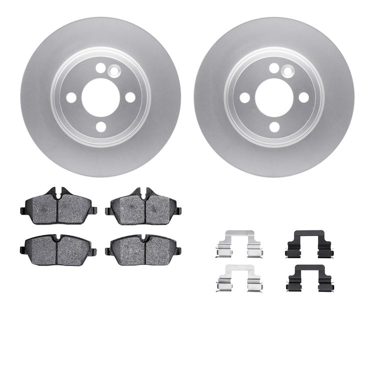 4512-32032 Geospec Brake Rotors w/5000 Advanced Brake Pads Kit & Hardware, 2007-2015 Mini, Position: Front
