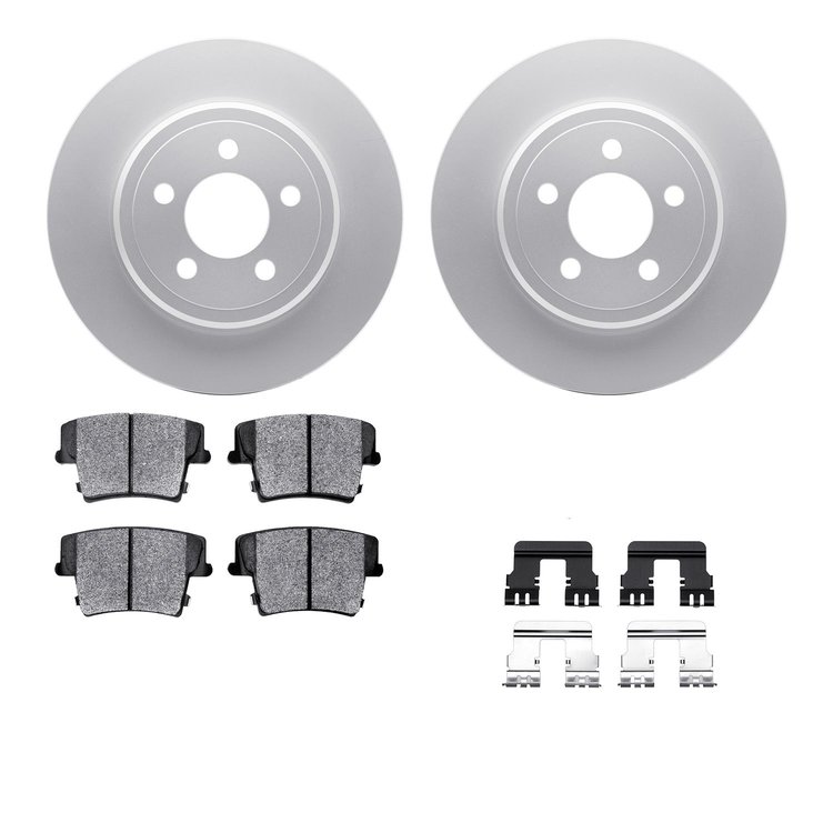 4512-39045 Geospec Brake Rotors w/5000 Advanced Brake Pads Kit & Hardware, 2006-2008 Mopar, Position: Rear