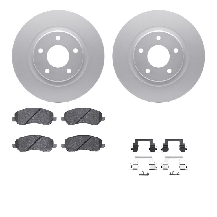 4512-39056 Geospec Brake Rotors w/5000 Advanced Brake Pads Kit & Hardware, Fits Select Multiple Makes/Models, Position: Front