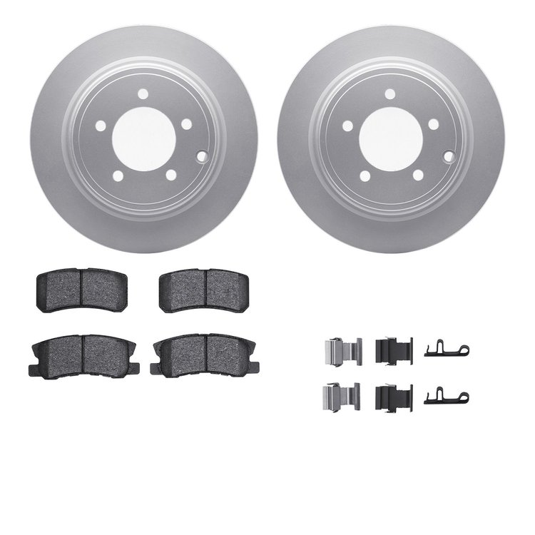 4512-39059 Geospec Brake Rotors w/5000 Advanced Brake Pads Kit & Hardware, 2007-2017 Multiple Makes/Models, Position: Rear