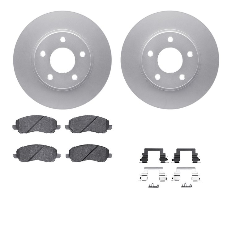 4512-40087 Geospec Brake Rotors w/5000 Advanced Brake Pads Kit & Hardware, 2007-2017 Multiple Makes/Models, Position: Front