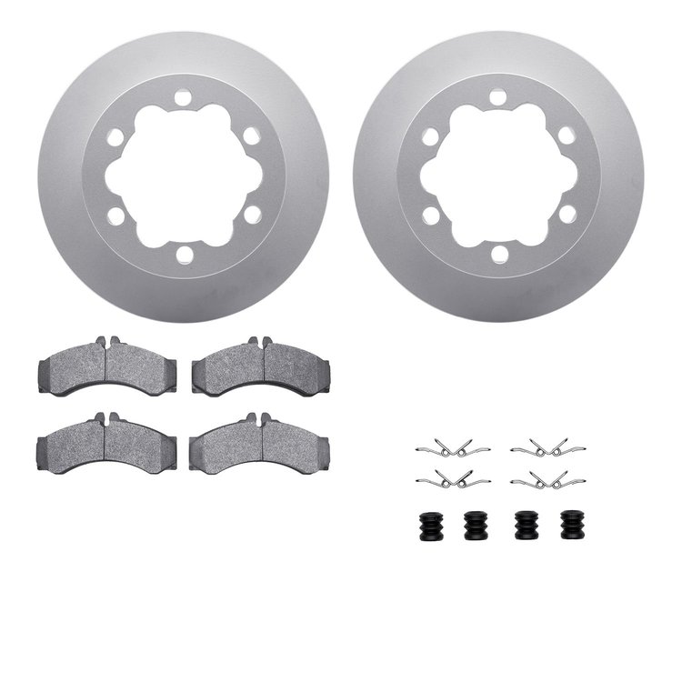 4512-40095 Geospec Brake Rotors w/5000 Advanced Brake Pads Kit & Hardware, 2006-2006 Mopar, Position: Rear
